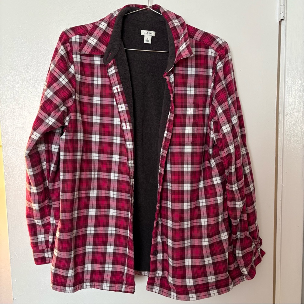 L.L. Bean Women's Pink Plaid Jacket with fleece lining size medium